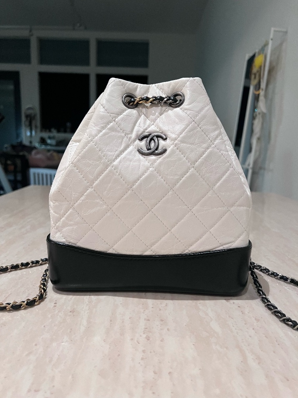 Chanel White Gabrielle Backpack Authentic Small Size RARE in this condition
